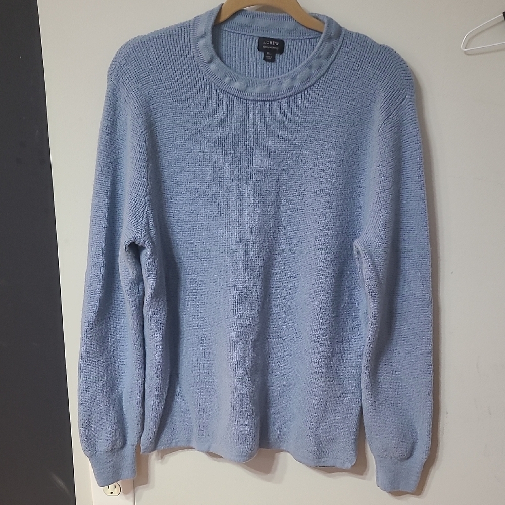 J. Crew Men's 100% Merino Wool Sweater in Soft Blue Size XL